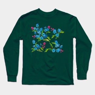 Blue Flowers Long Sleeve T-Shirt